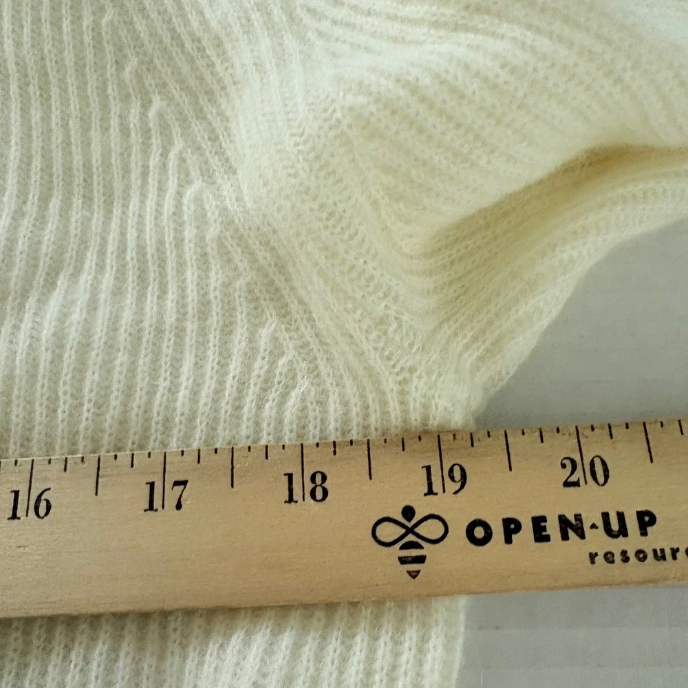 Quince Turtleneck Sweater Women Large Cream Baby Alpaca Wool Ribbed Fisherman